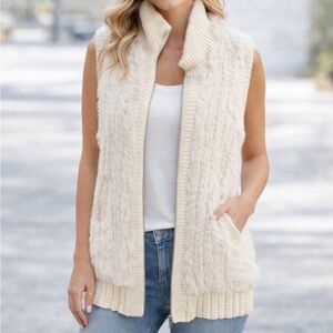 Calypso St. Barth Ivory Knit Fur Vest